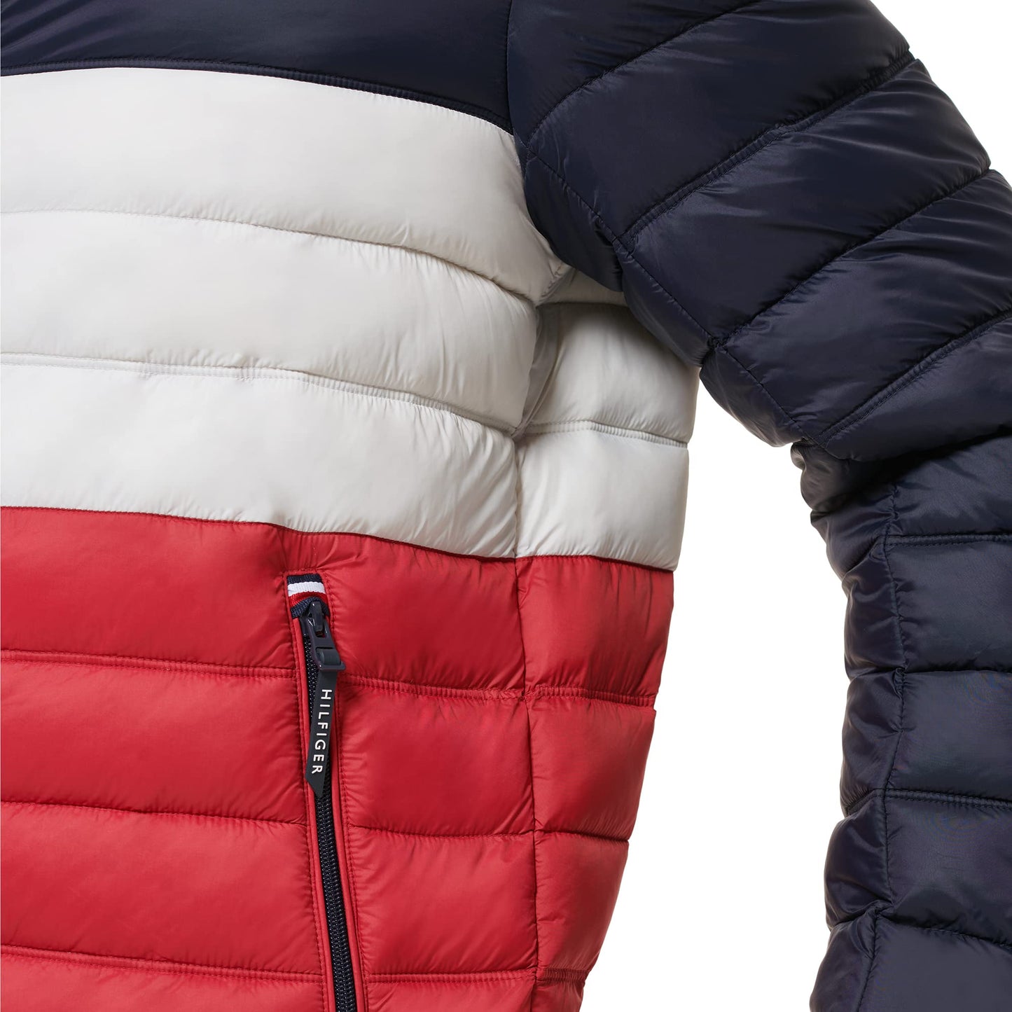 Tommy Hilfiger Men's Ultra Loft Lightweight Packable Puffer Jacket (Standard and Big & Tall), Midnight/White/Red w/Patch, 3X-Tall