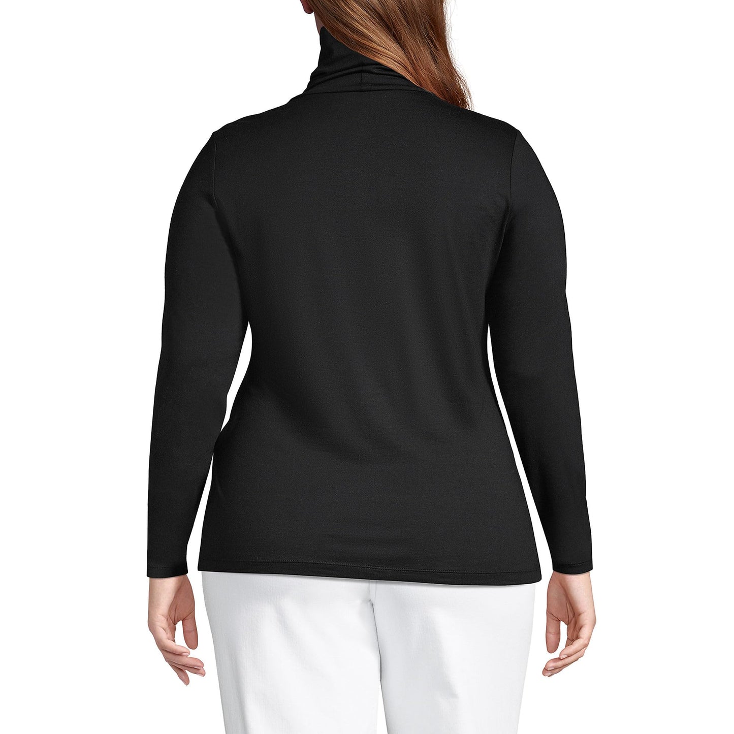 Lands' End Womens Long Sleeve Shaped LWCM Turtleneck Black Tall Large