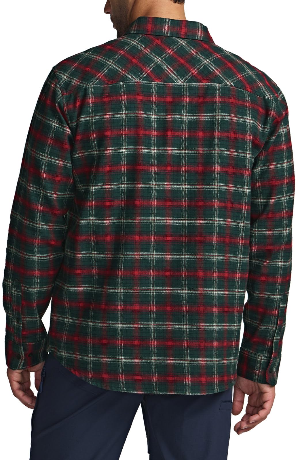 CQR Men's Flannel Button Down Shirts, Soft Cotton Plaid Long Sleeve Tactical Work Shirt, Warm Outdoor Essential with Pocket, Stealth Holiday Mood, XX-Large Tall