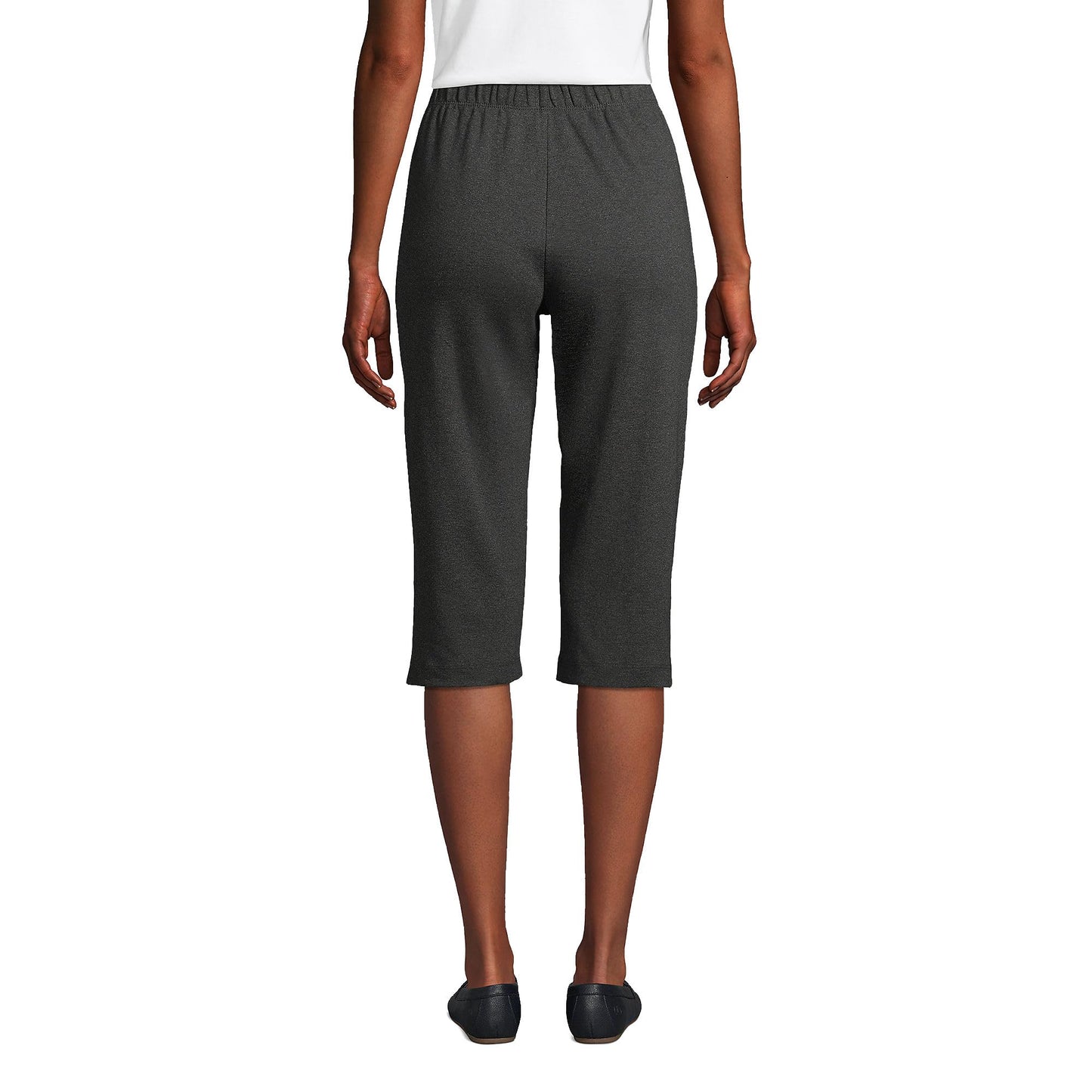 Lands' End Women s Sport Knit Capri Pants Dark Charcoal Heather Tall Medium