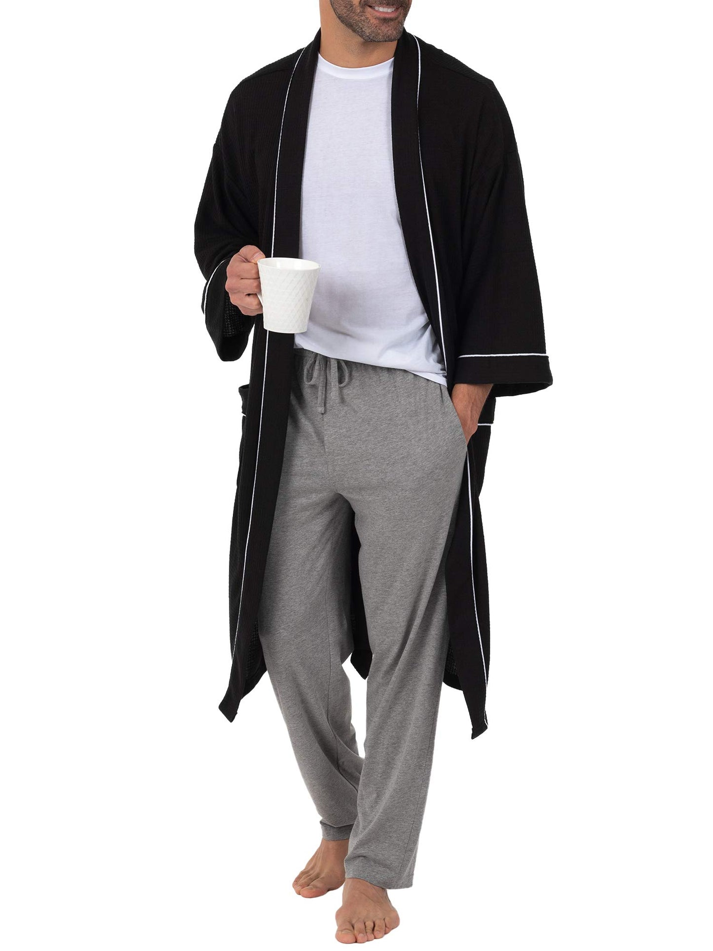 Fruit of the Loom Men's Extended Sizes Jersey Knit Sleep Pant (1 & 2 Packs)Ebony/Ashed Heather, X-Large Tall