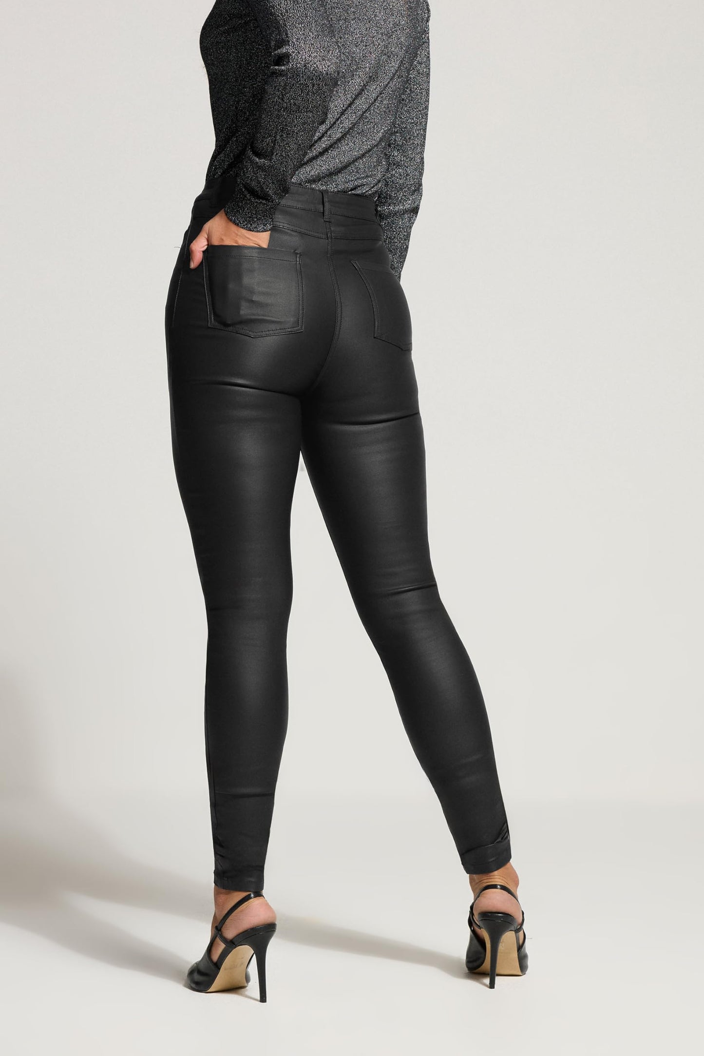 Long Tall Sally LTS Tall Faux Leather Skinny Pants Black 10