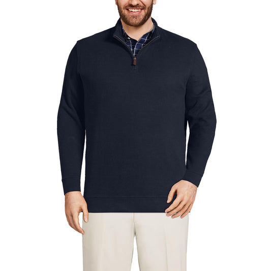 Lands' End Mens Bedford Rib Quarter Zip Sweater Radiant Navy Big and Tall 4xlt