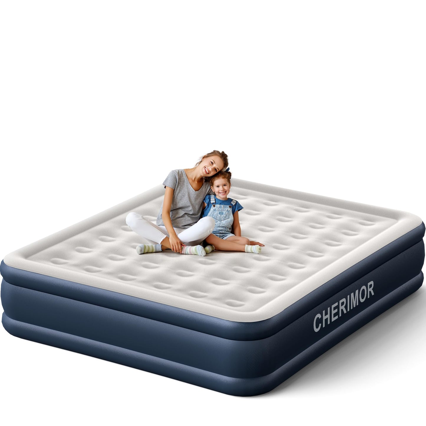 CHERIMOR California King Size Air Mattress with Built in Pump, 18" Luxury Thick Inflatable Blow up Mattress for Guests & Home, Fast Self-Inflating Air Bed with Carry Bag for Camping