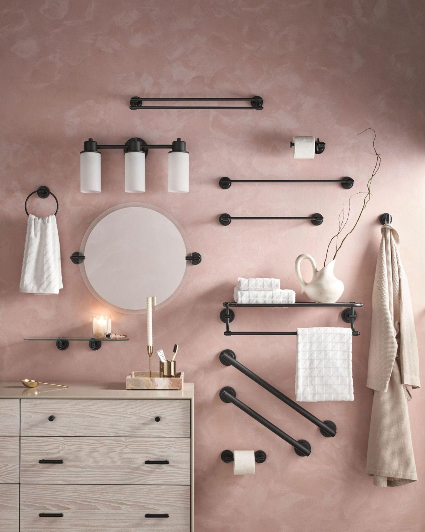 Moen DN0792BL Iso 22-Inch x 22-Inch Frameless Pivoting Bathroom Tilting Mirror, Matte Black