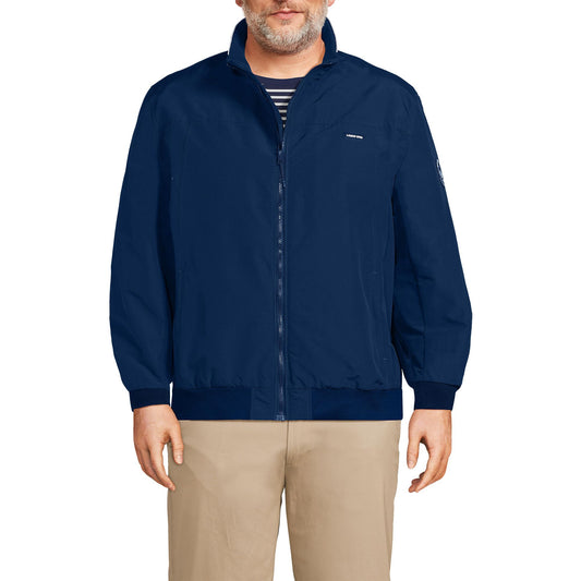 Lands' End Mens Squall Classic Bomber Jacket Deep Sea Navy Tall Medium