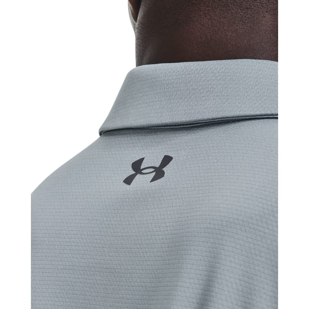 Under Armour Men's Tech Golf Polo, (465) Harbor Blue / / Pitch Gray, Small Tall