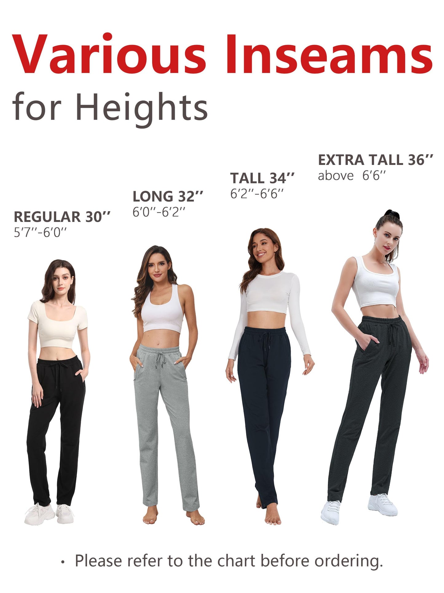 SEVEGO Women's Sweatpants Tall Cotton Yoga Lounge Casual Open Bottom Soft Workout Zipper Pocket Joggers,34",Light Grey,M