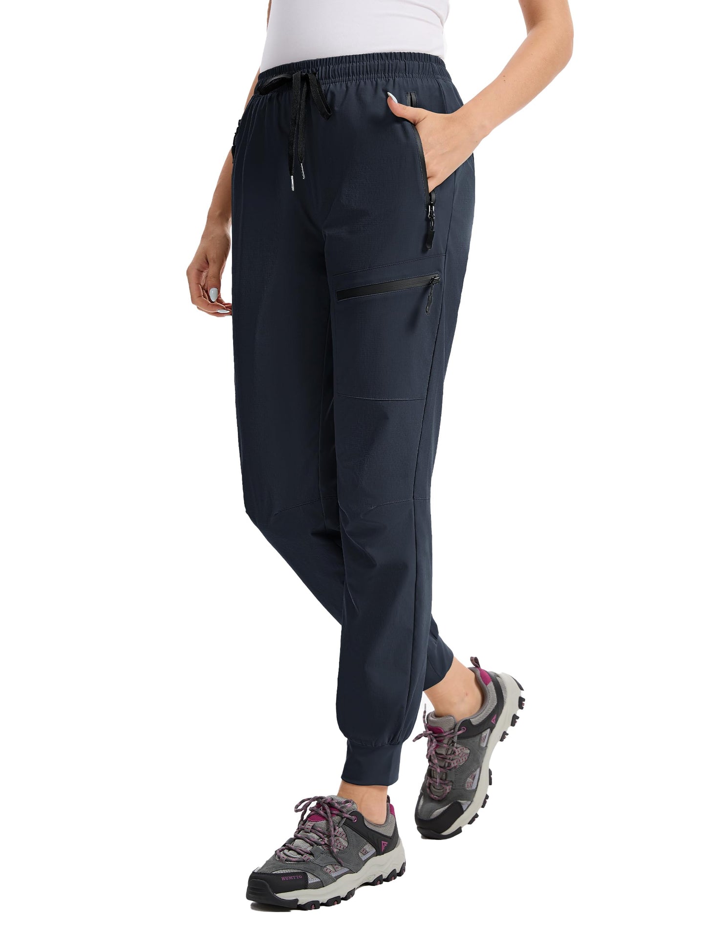 Tallemon Womens Tall Hiking Pants 30/32/34 Inseam Lightweight Joggers Quick Dry 4 Pockets Travel Athletic Cargo UPF50+ 34" Navy Blue XX-Large