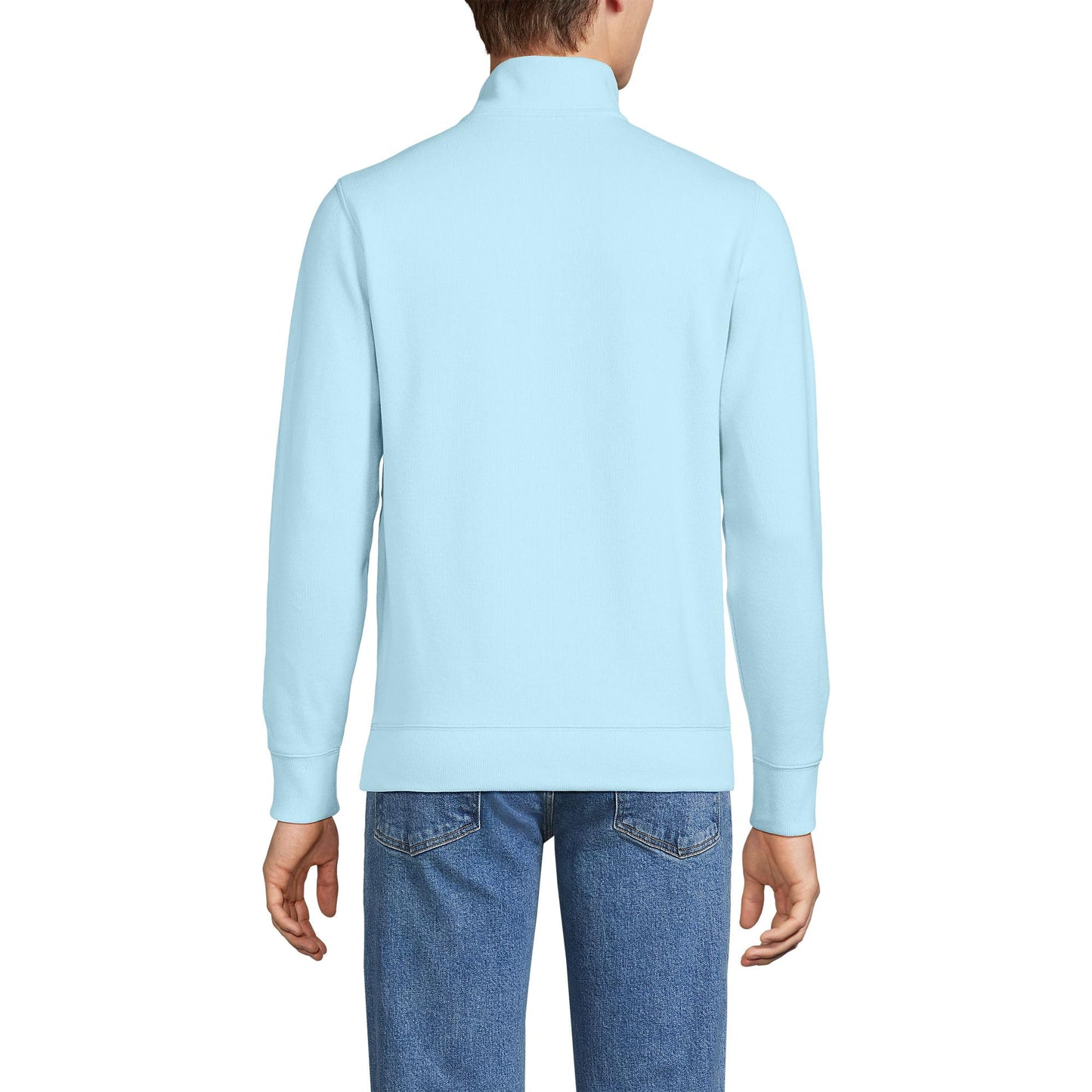 Lands' End Mens Bedford Rib Quarter Zip Sweater Light Blue Sky Tall XX-Large