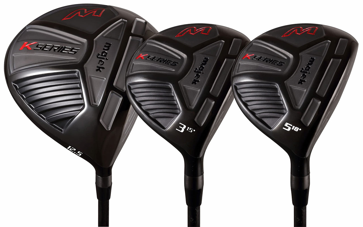 XL Big & Tall Men's (+2" Longer Than Standard Length) Majek K-Series High Launch 460cc 12.5° Driver and 3 5 Fairway Wood Set Golf Clubs, Right Handed Ultra Forgiving Regular Flex Graphite Shaft