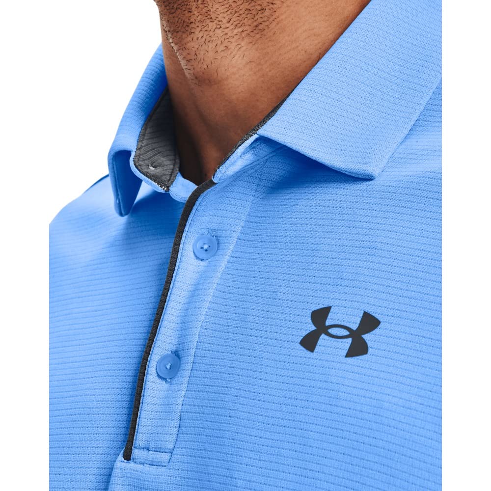 Under Armour Men's Tech Golf Polo, Carolina Blue (475)/Pitch Gray, Small Tall