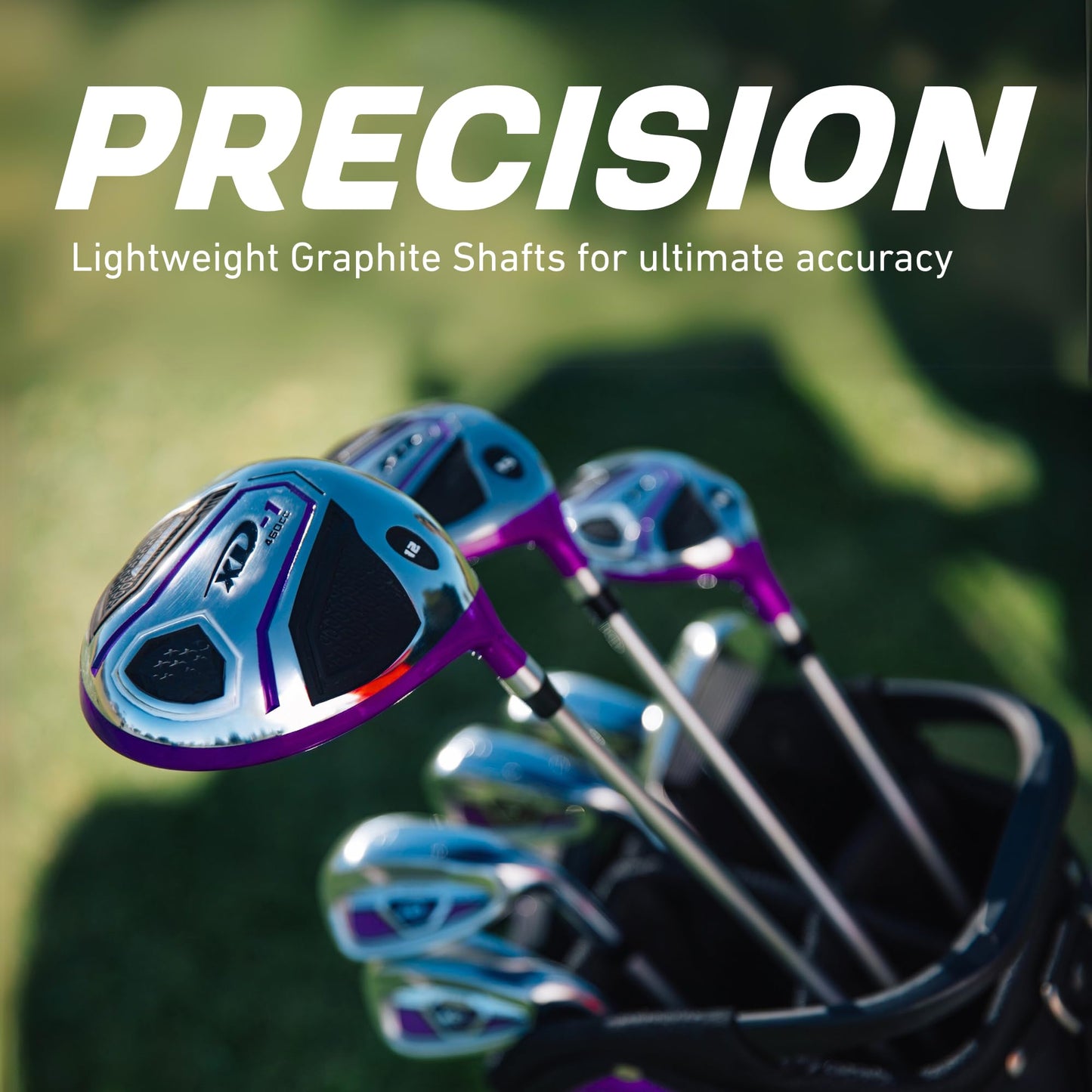 Aspire XD1 Women's Golf Club Set β Ultra-Light Graphite Shafts, Driver, Fairway, Hybrid, 6-PW Irons, Putter, Stand Bag & Headcovers β Right-Handed, Available in Regular, Petite & Tall Sizes β Purple