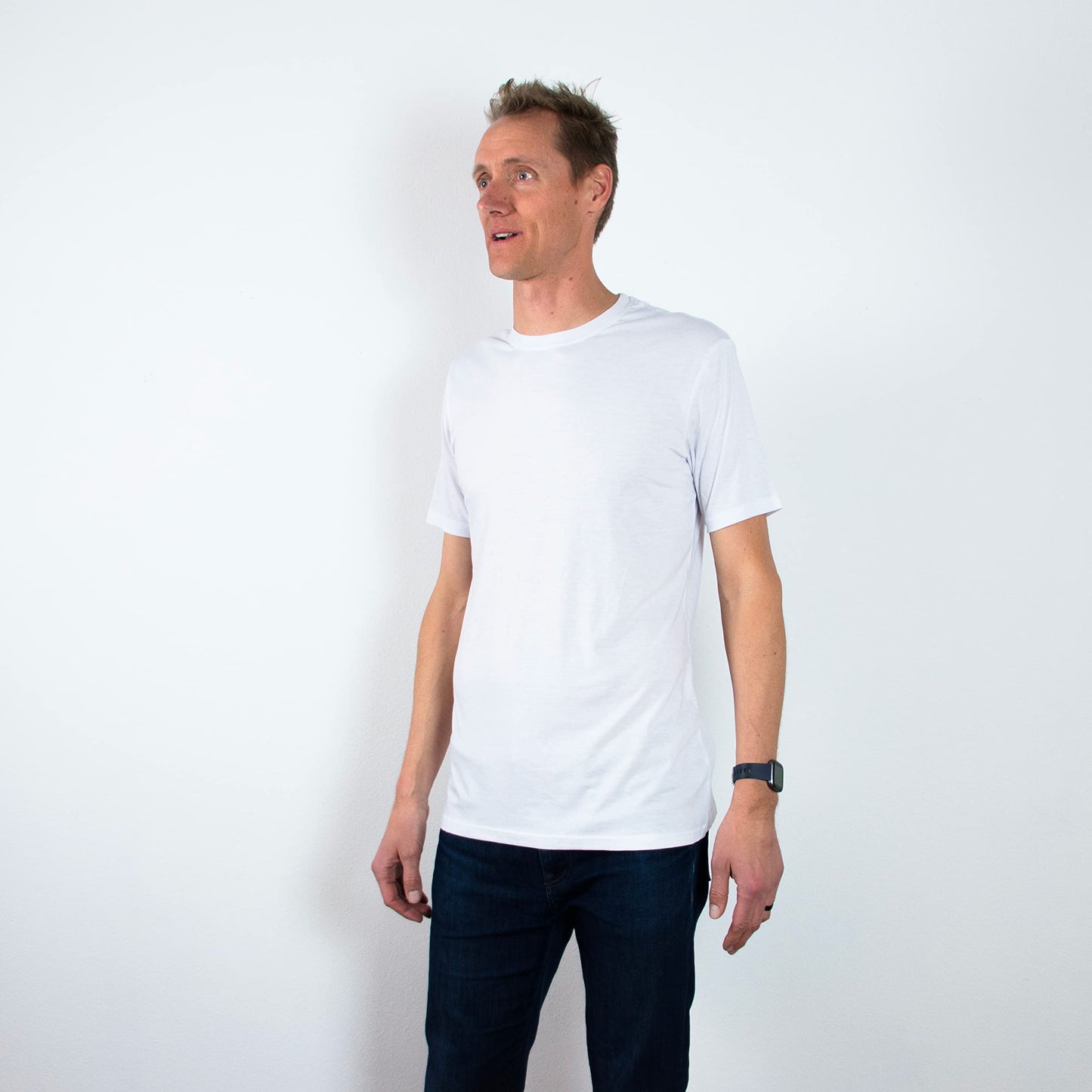 TallSlim Men's Tall Slim-Fit Short Sleeve Crewneck T-Shirt - Extra Long, Slim Fit, Preshrunk Easy Care, White, Medium