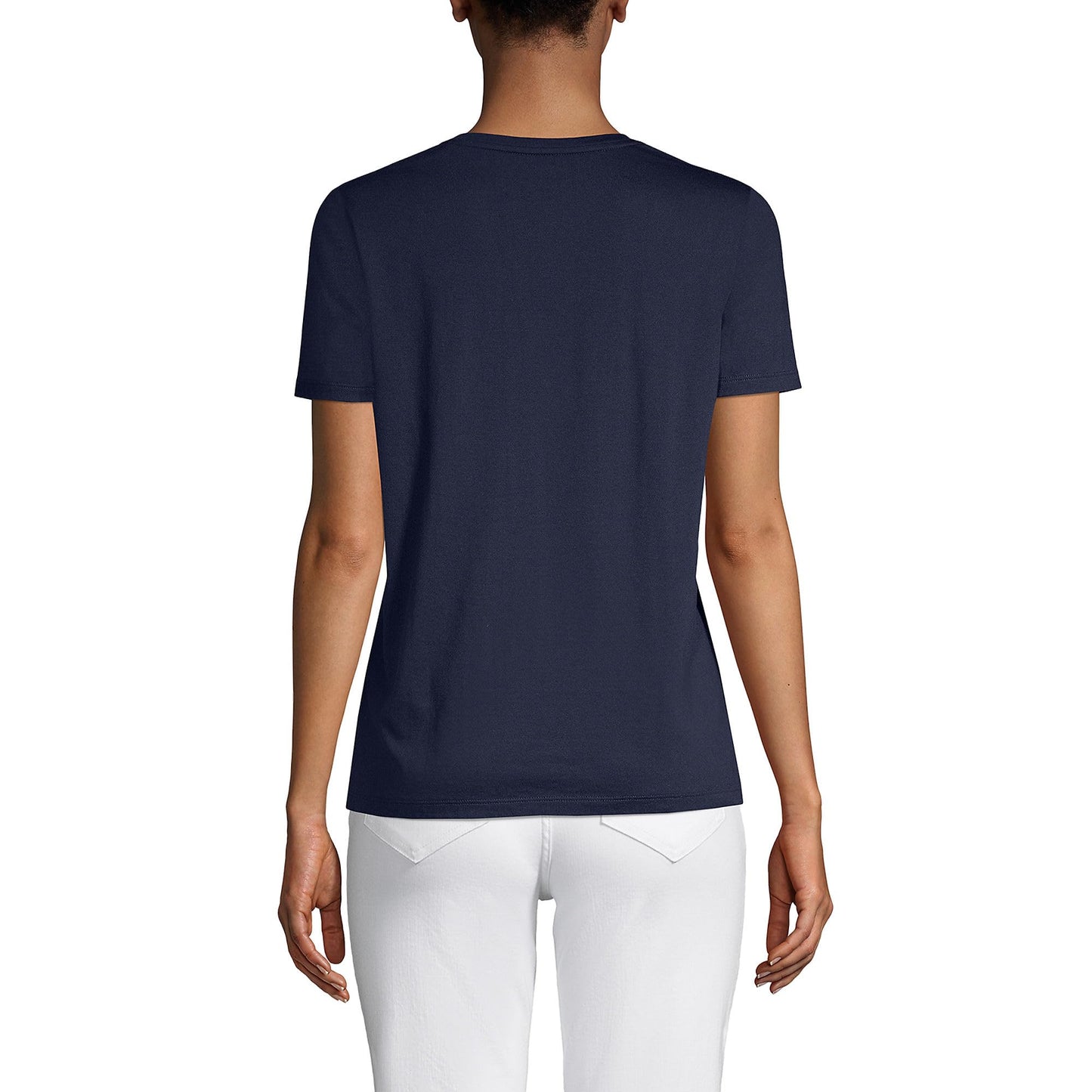 Lands' End Womens Short Sleeve Relaxed Supima Cotton Crew Neck T Shirt Radiant Navy Tall X-Large