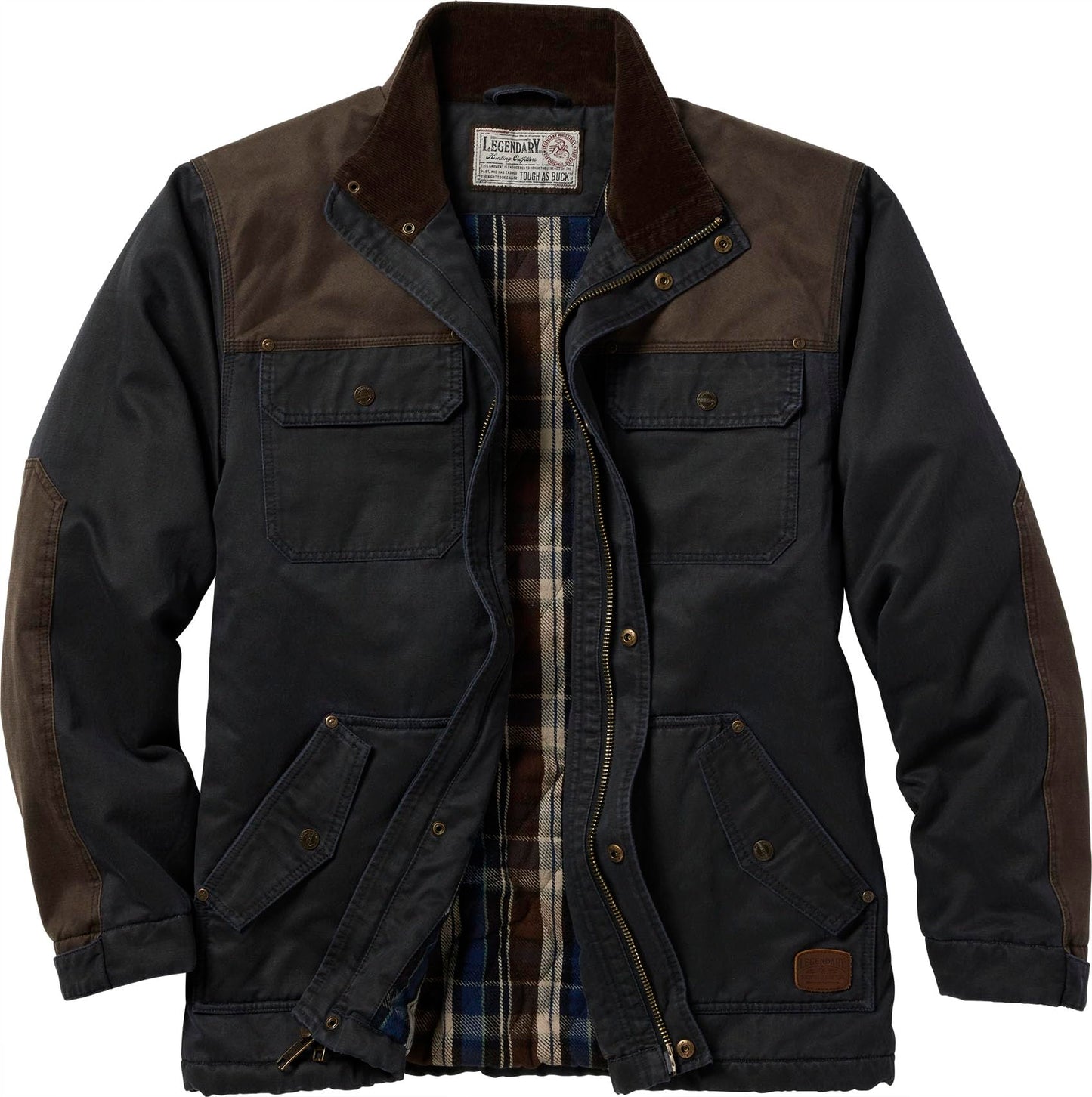 Legendary Whitetails Men's Big & Tall Barn Chore Coat Vintage Work Jacket Waxed Cotton Water Resistant, Navy, XX-Large Tall