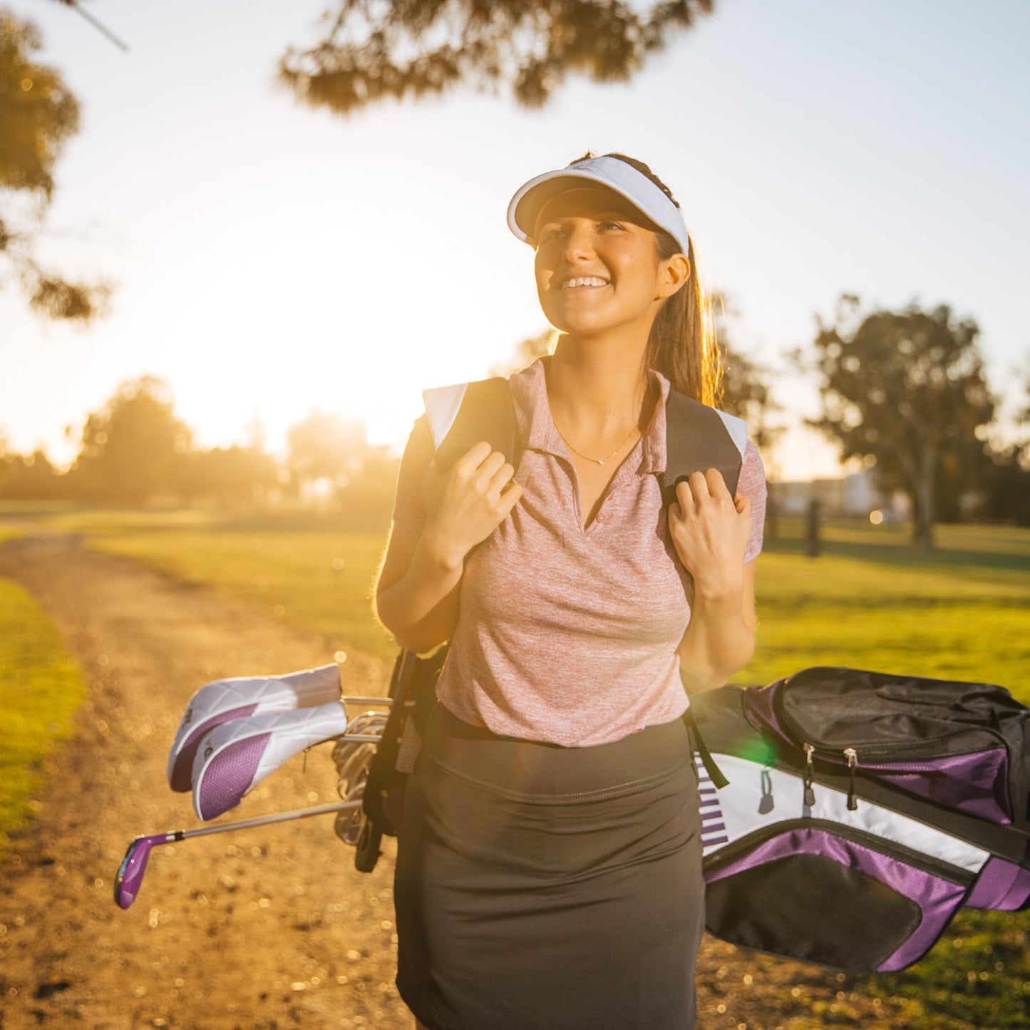 Aspire XD1 Women's Golf Club Set β Ultra-Light Graphite Shafts, Driver, Fairway, Hybrid, 6-PW Irons, Putter, Stand Bag & Headcovers β Right-Handed, Available in Regular, Petite & Tall Sizes β Purple