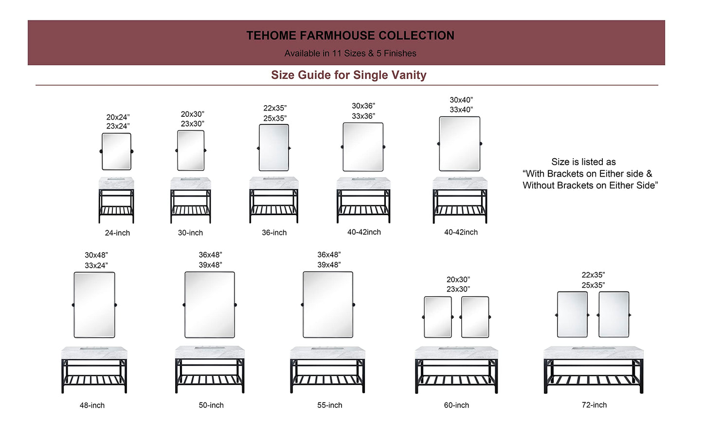 Farmhouse UP-tilting Mirror - Metal Framed Pivot Rectangle Bathroom Mirror