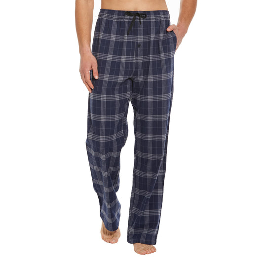 Tall MobPlace Mens 34/36 Inseam 100% Cotton Pajama Pants for Tall Men Navy/Grey