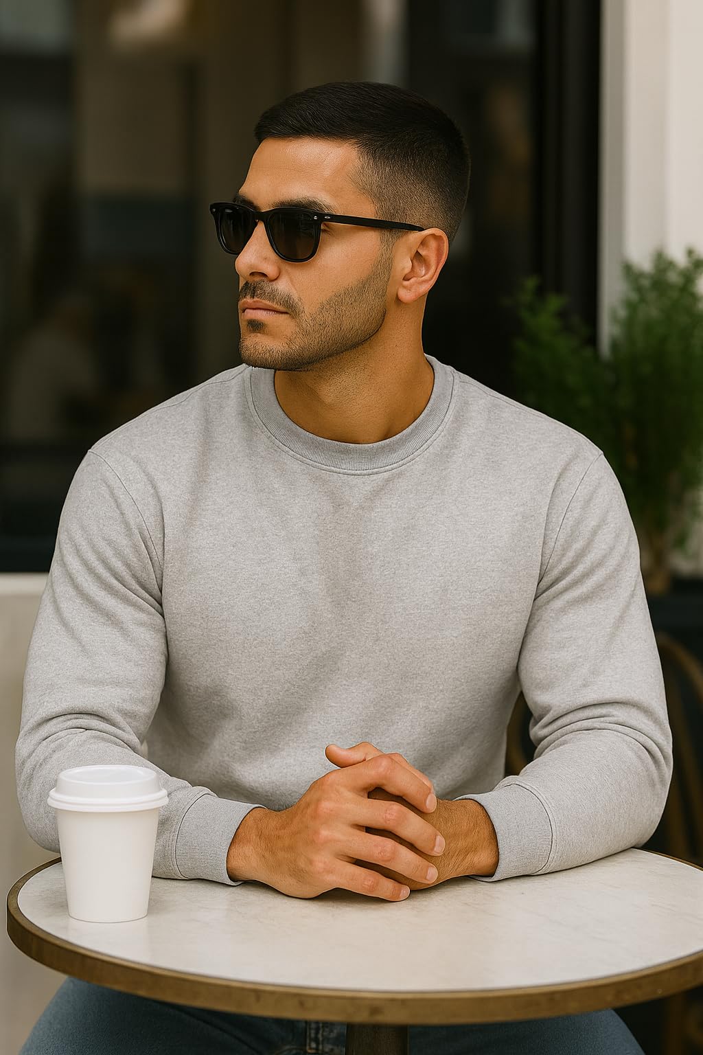 JustBlanks Fleece Sweatshirt for Men Tall Men’s Sweatshirt Crewneck Sweatshirt Relaxed-Fit Pullover Sweatshirt - Ash - 3XLT