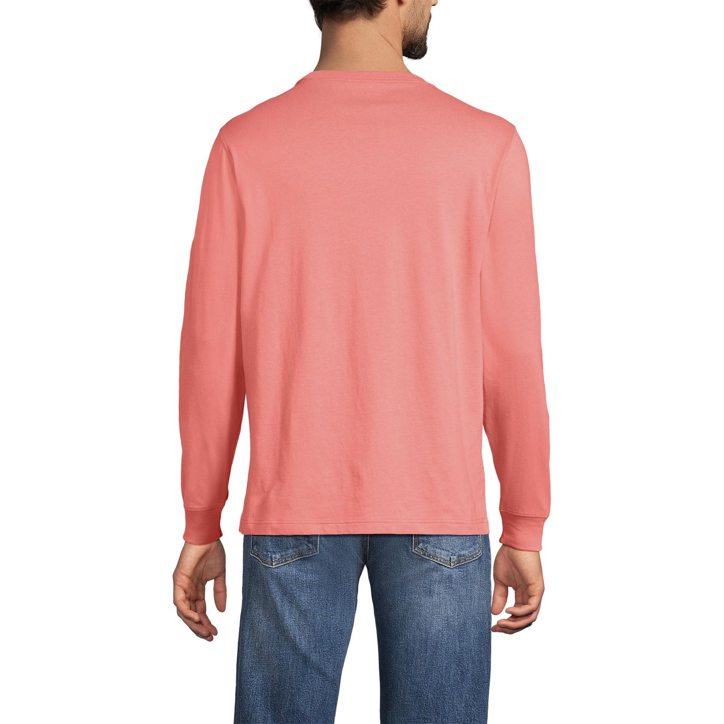 Lands' End Mens Long Sleeve Super-T Tee Coral Clay Tall X-Large