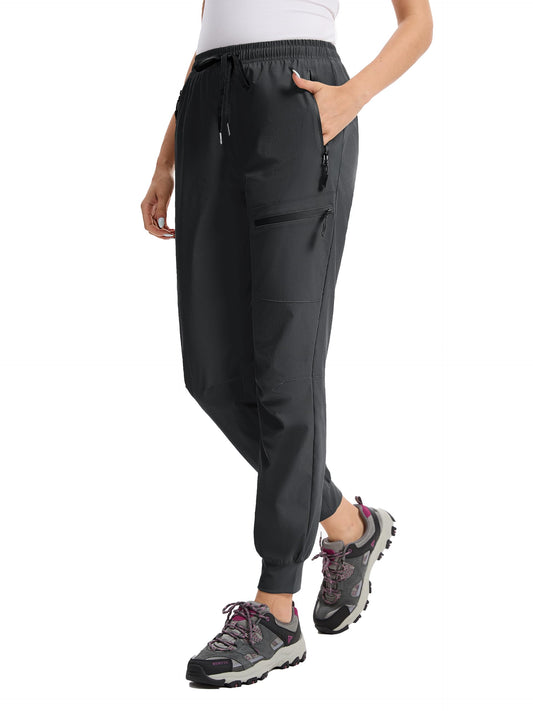 Tallemon Womens Tall Hiking Pants 30/32/34 Inseam Lightweight Joggers Quick Dry 4 Pockets Travel Athletic Cargo UPF50+ 34" Black Large