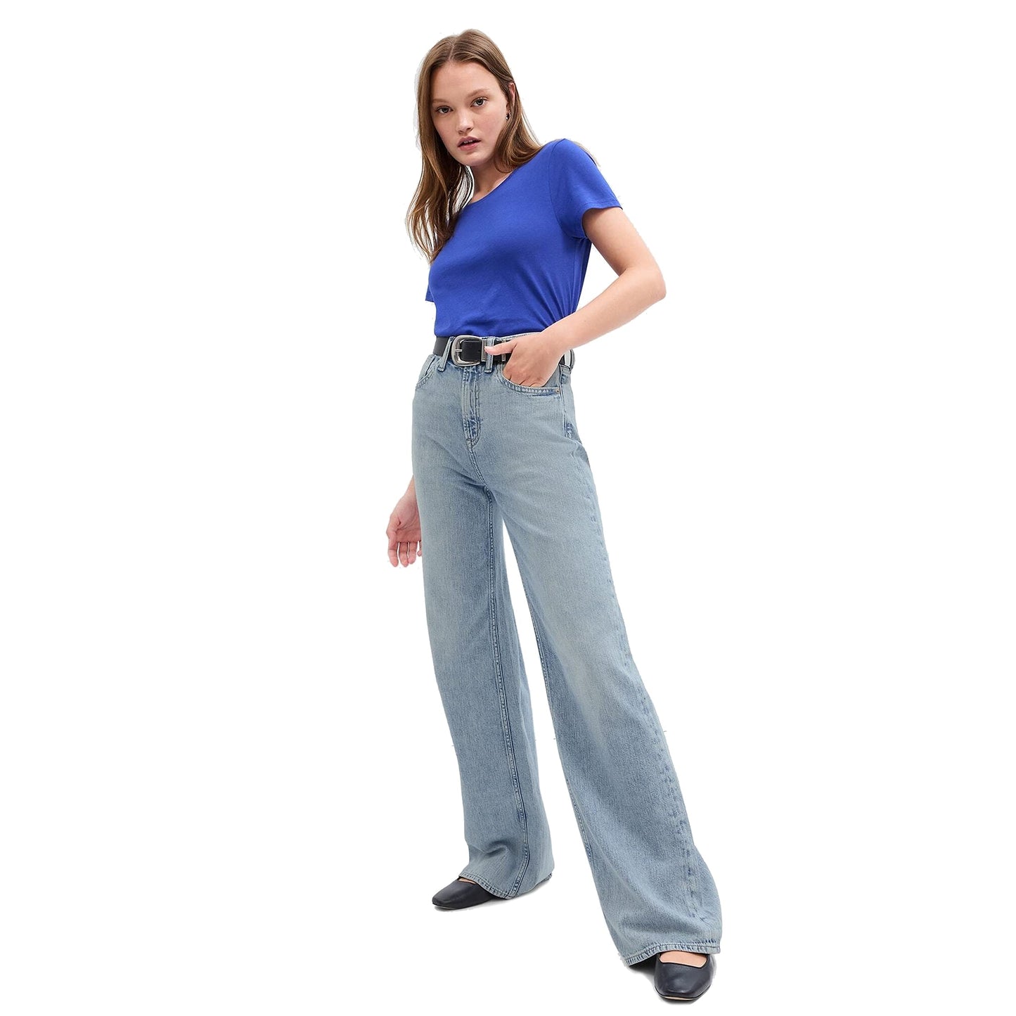 GAP Highrise Wide Leg Jeans Light Wash 32 Long