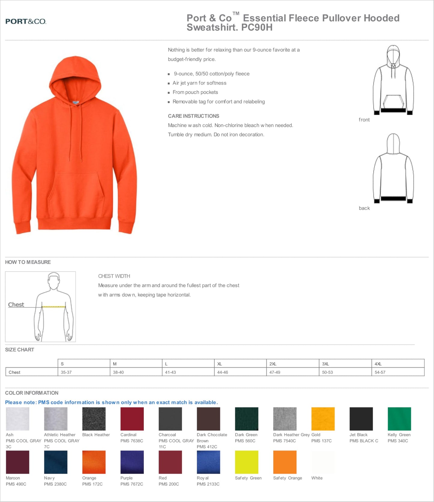 Port & Co TALL Essential Fleece Pullover Hooded Sweatshirt-PC90HT-4XLT-Royal