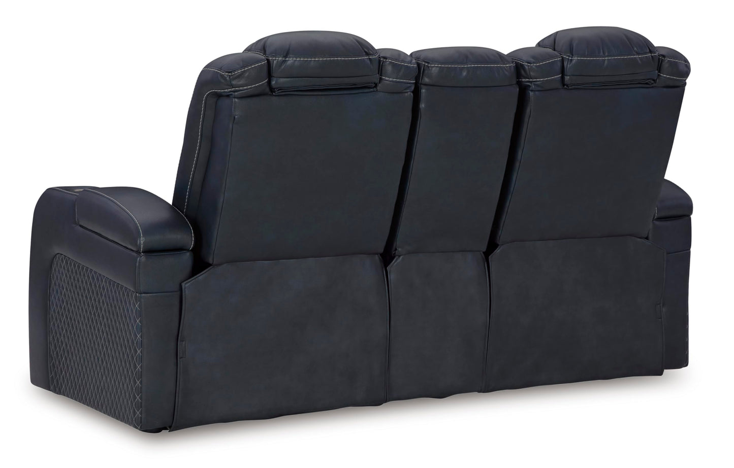 Signature Design by Ashley Fyne-Dyme Contemporary Power Reclining Loveseat with Console, USB Charging Ports and Adjustable Headrest, Blue