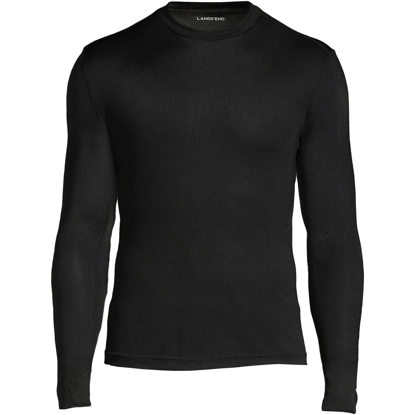 Lands' End Mens Silk Interlock Crew Black Tall Medium