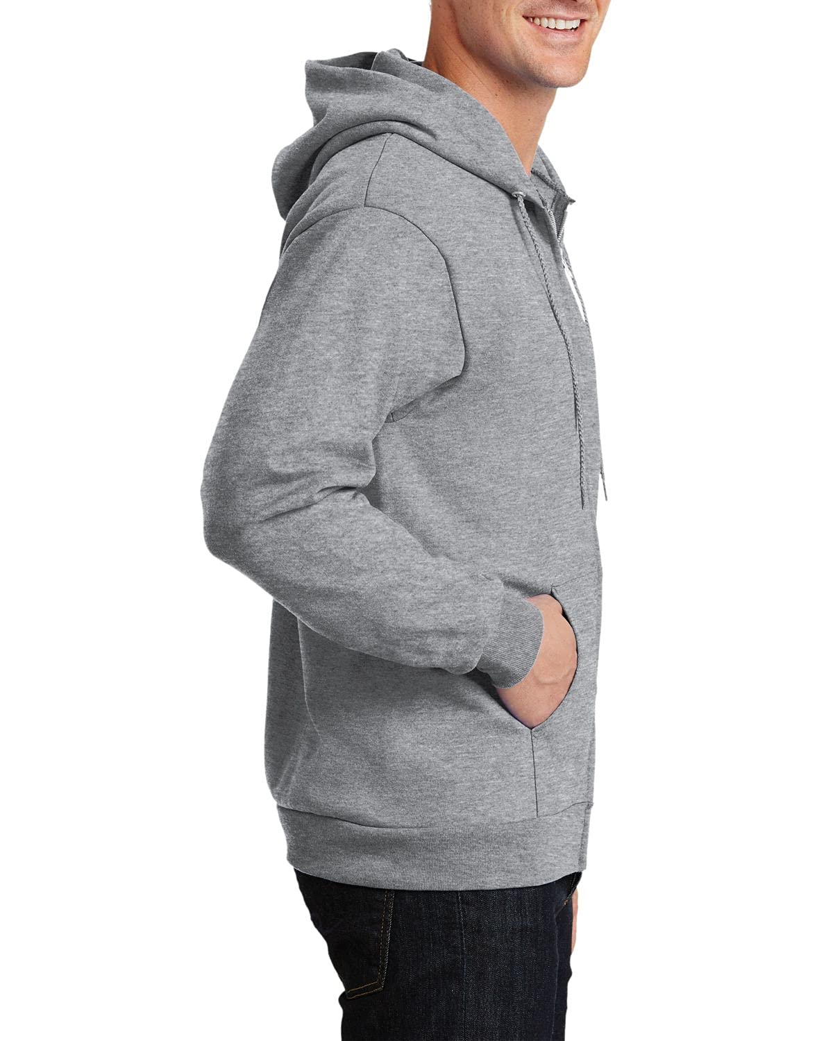 JustBlanks Mens Long Sleeve Hooded Sweatshirt Heavyweight Full-Zip Fleece Hoodie Sweatshirt for Men - Athletic Heather - LT