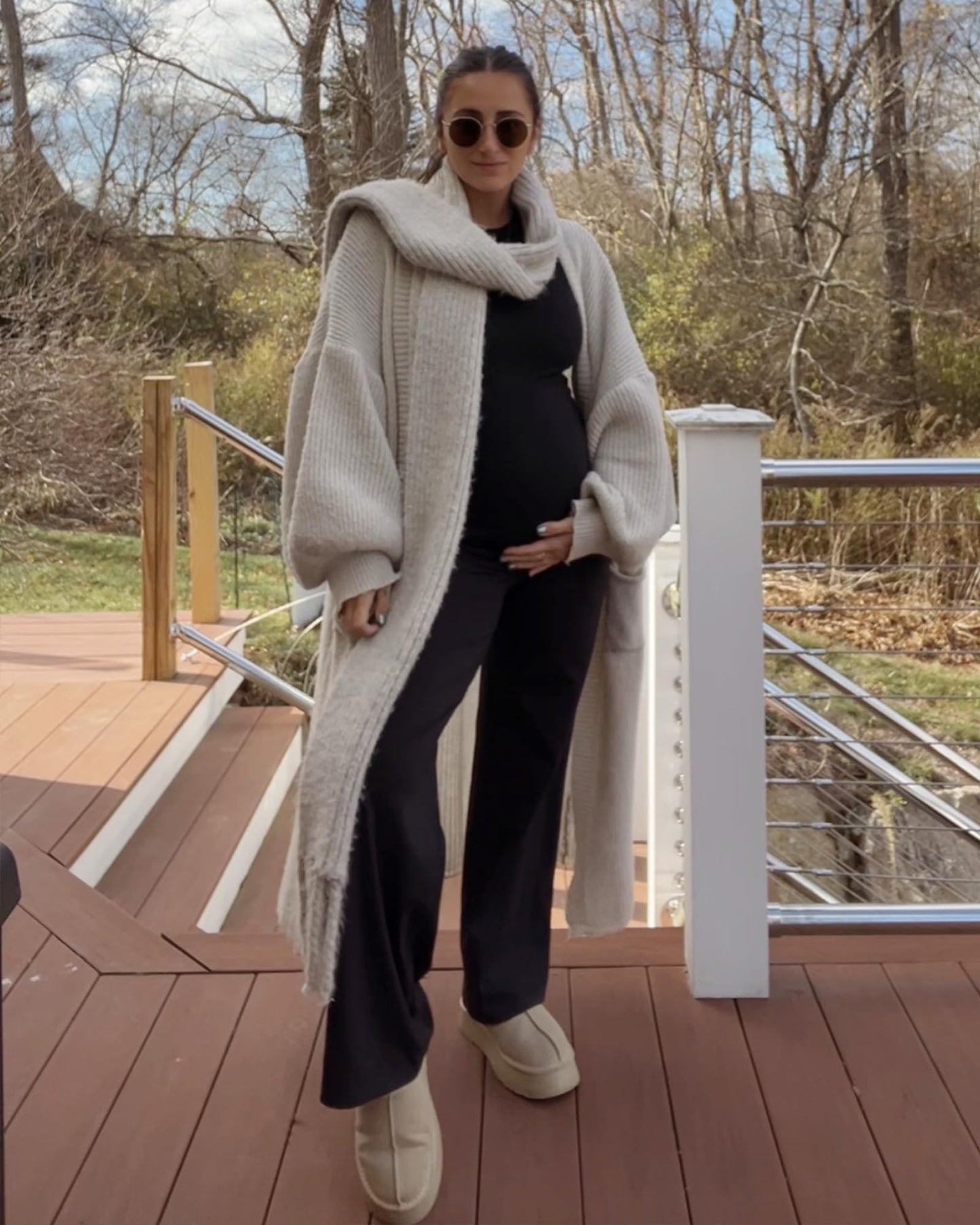 G4Free Maternity Dress Pants Over The Belly Pregnancy Fall Clothes Yoga Pants Cozy Lounge Work Pants High Waist Trousers(Black,XXL,34")