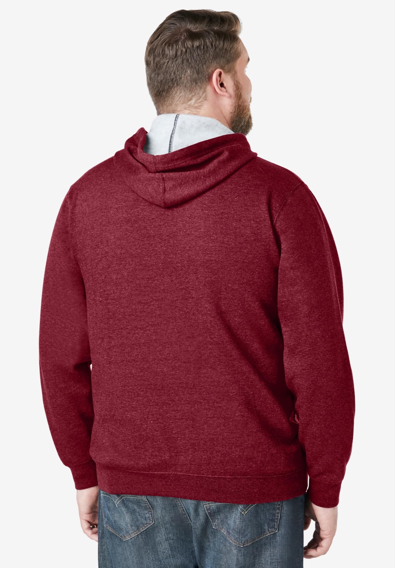 KingSize Men's Big & Tall Fleece Pullover Hoodie - 8XL, Burgundy Marl