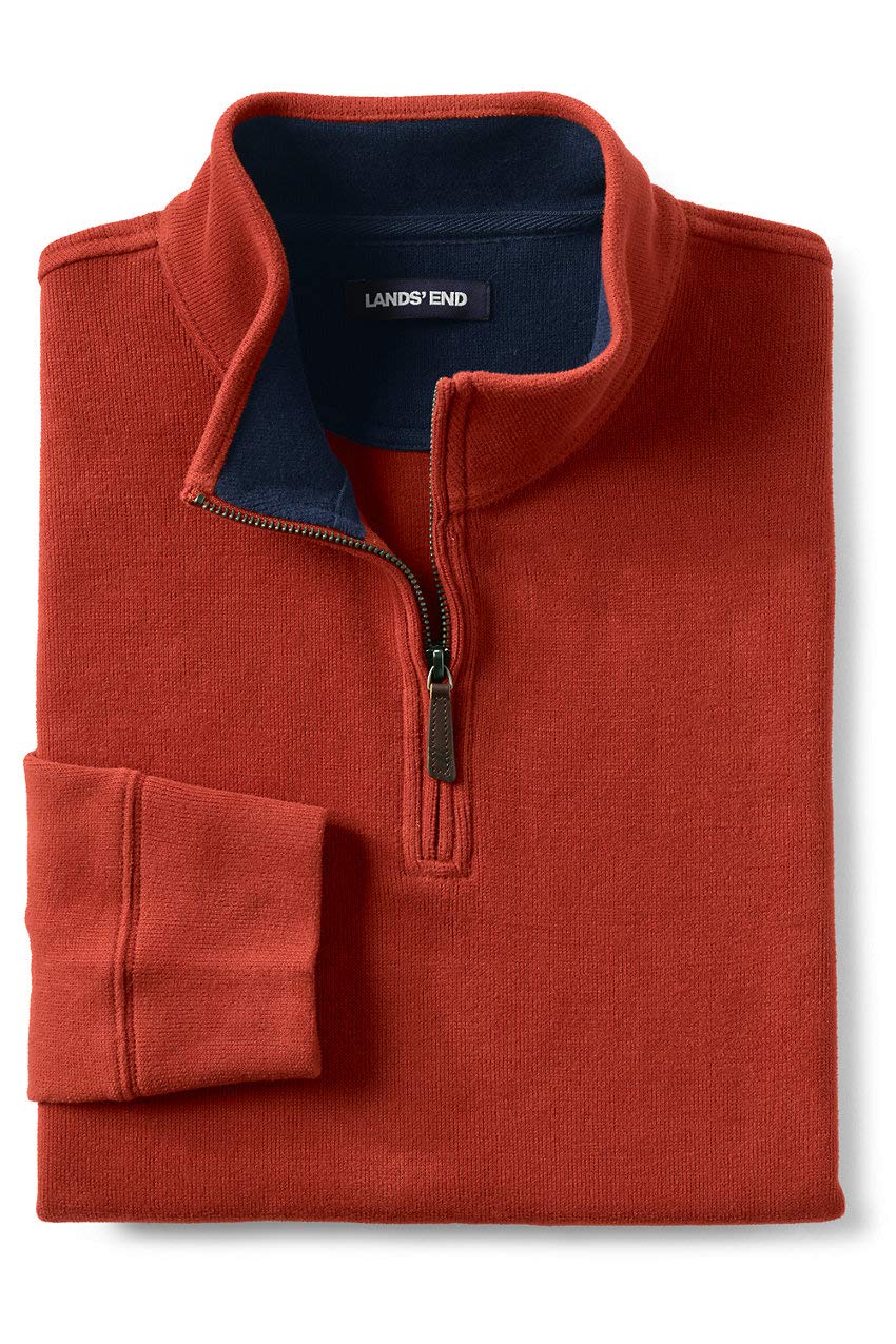 Lands' End Mens Bedford Rib Quarter Zip Sweater Bourbon Big and Tall 3xlt