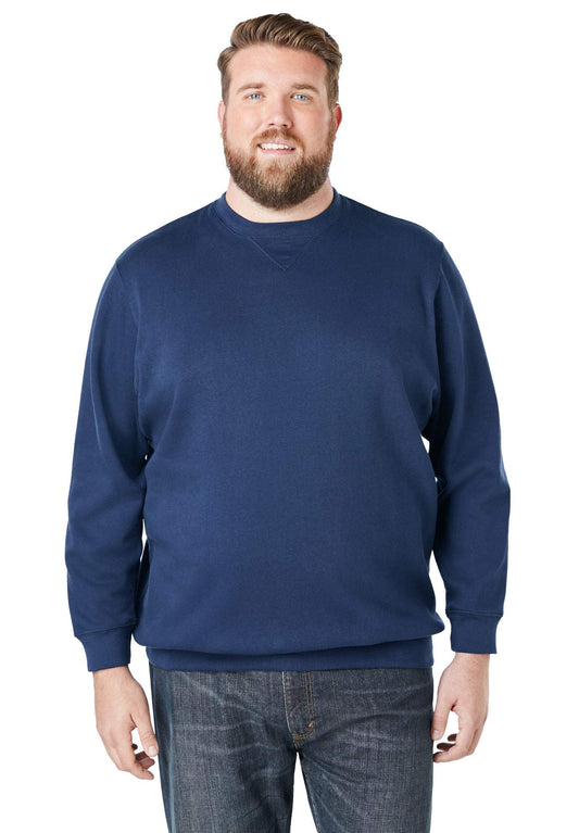 KingSize Men's Big & Tall Fleece Crewneck Sweatshirt - 6XL, Navy