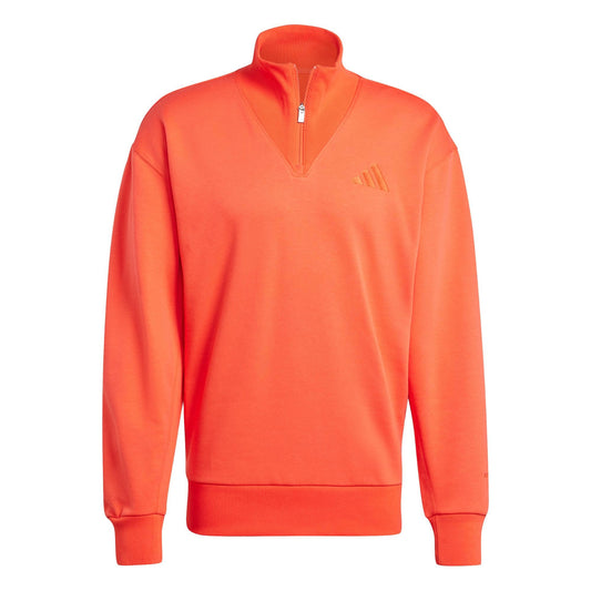 adidas Men's Tall Size All SZN Fleece Quarter-Zip Crewneck Swearshirt, Bright Red