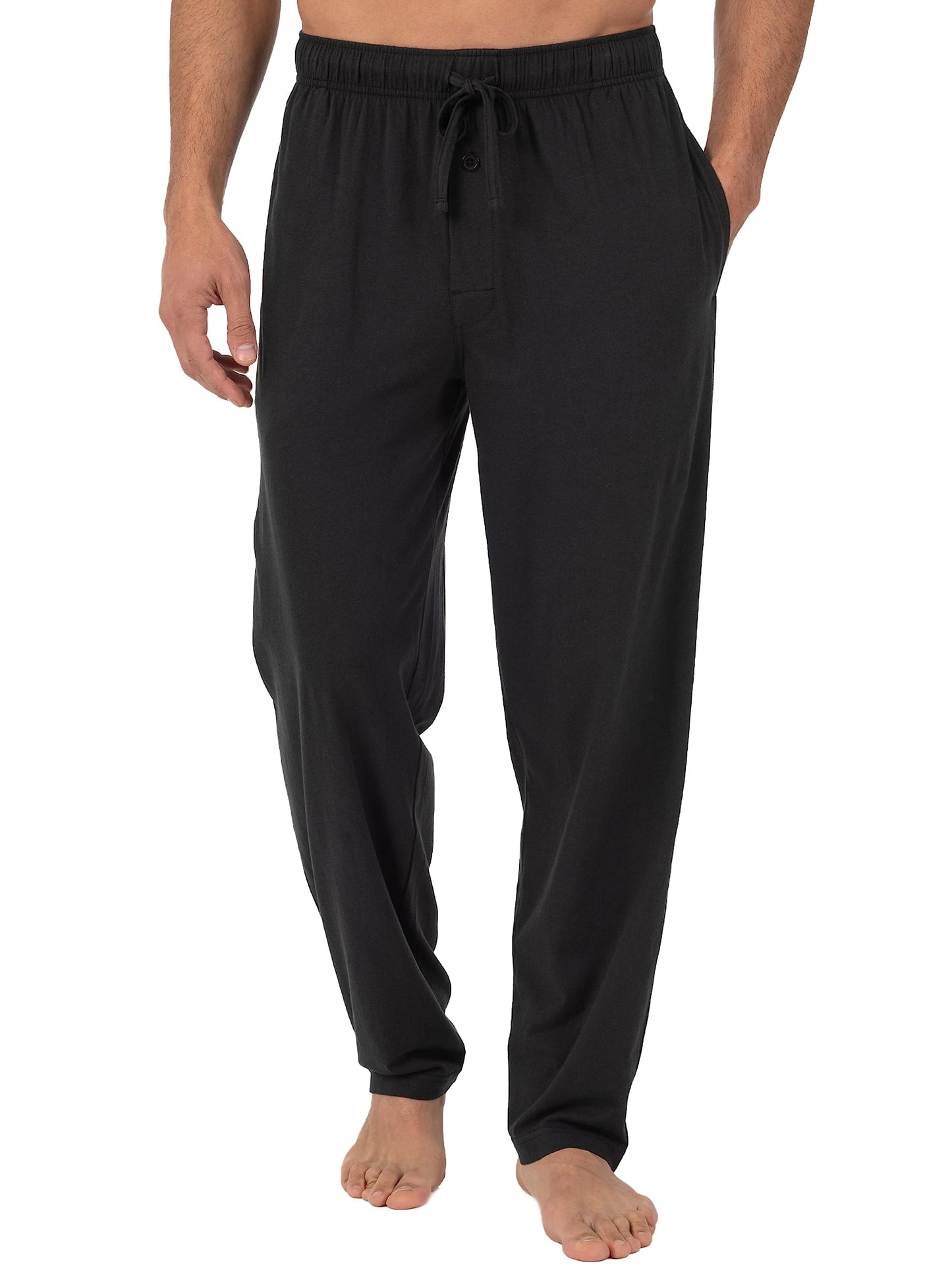 Fruit of the Loom men's Extended Sizes Jersey Knit Sleep Pant Pajama Bottom, Black/Black (2-pack), X-Large Tall US