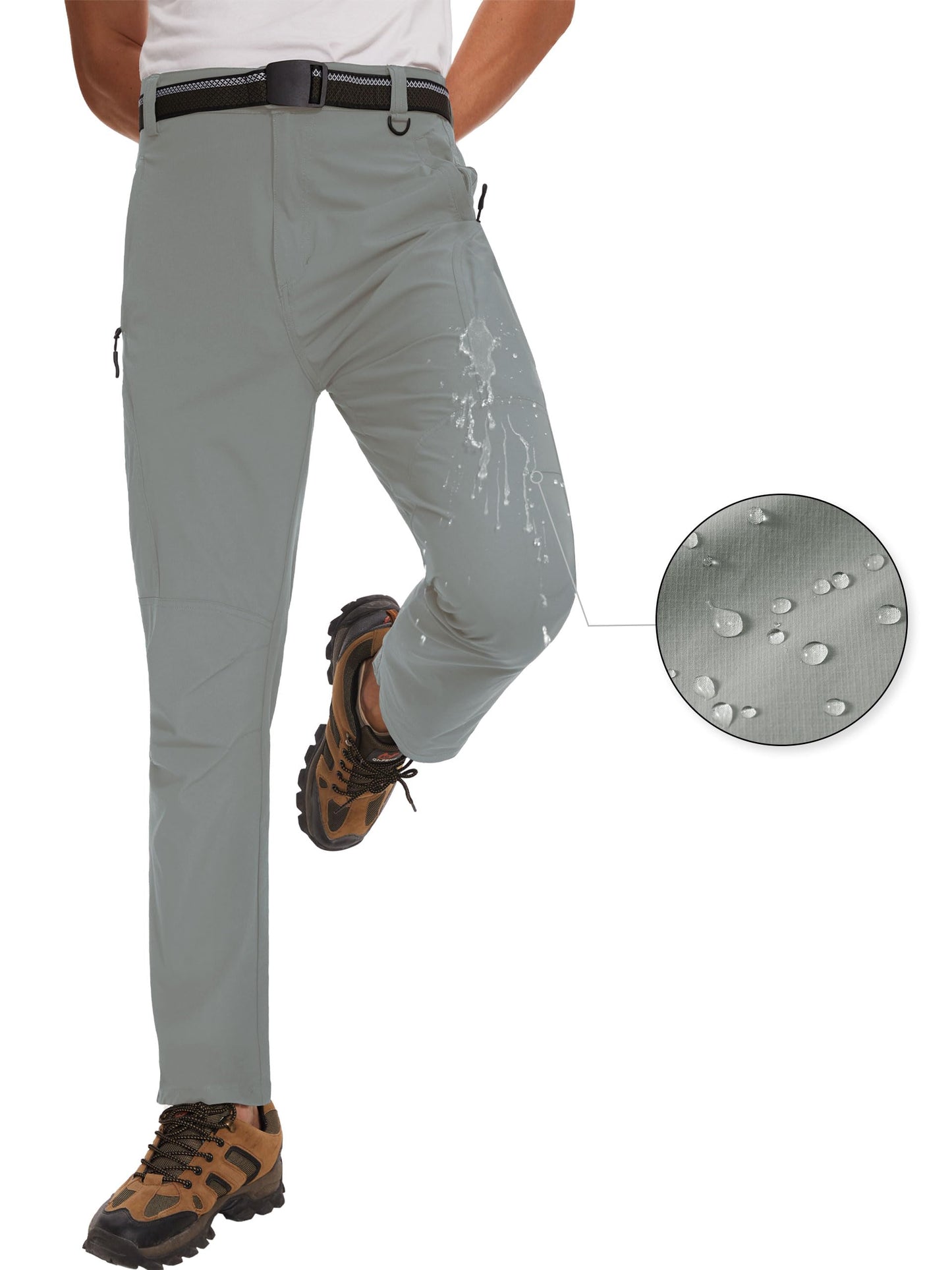 SEVEGO 30"/32"/34"/36"/38" Inseam Men's Tall Hiking Pants Quick Dry Outdoor Waterproof Fishing Cargo Pants with 5 Pockets 36",Light Green,L