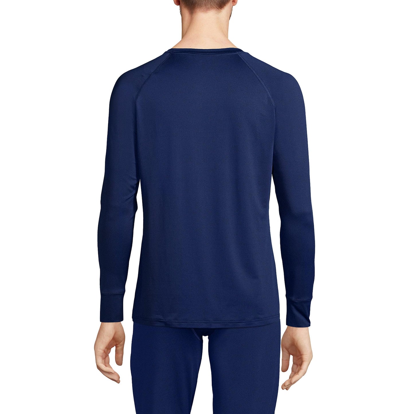 Lands' End Mens Stretch Thermaskin Crew Deep Sea Navy Tall X-Large