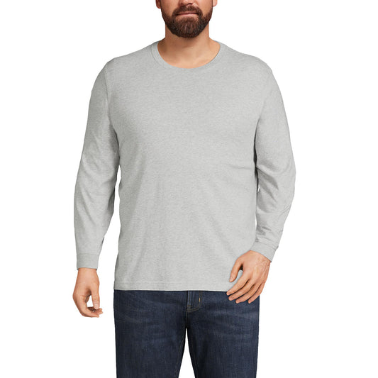 Lands' End Mens Long Sleeve Super-T Tee Gray Heather Big and Tall 2xlt