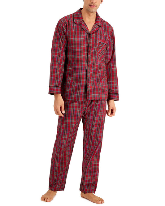 Hanes Men's Tall Man Classics Broadcloth Woven Pajama Set, 4016T, Red Plaid, LT