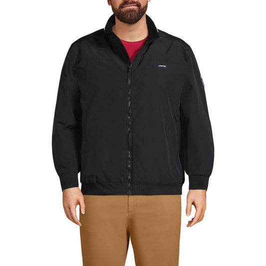 Lands' End Mens Squall Classic Bomber Jacket Black Tall Medium