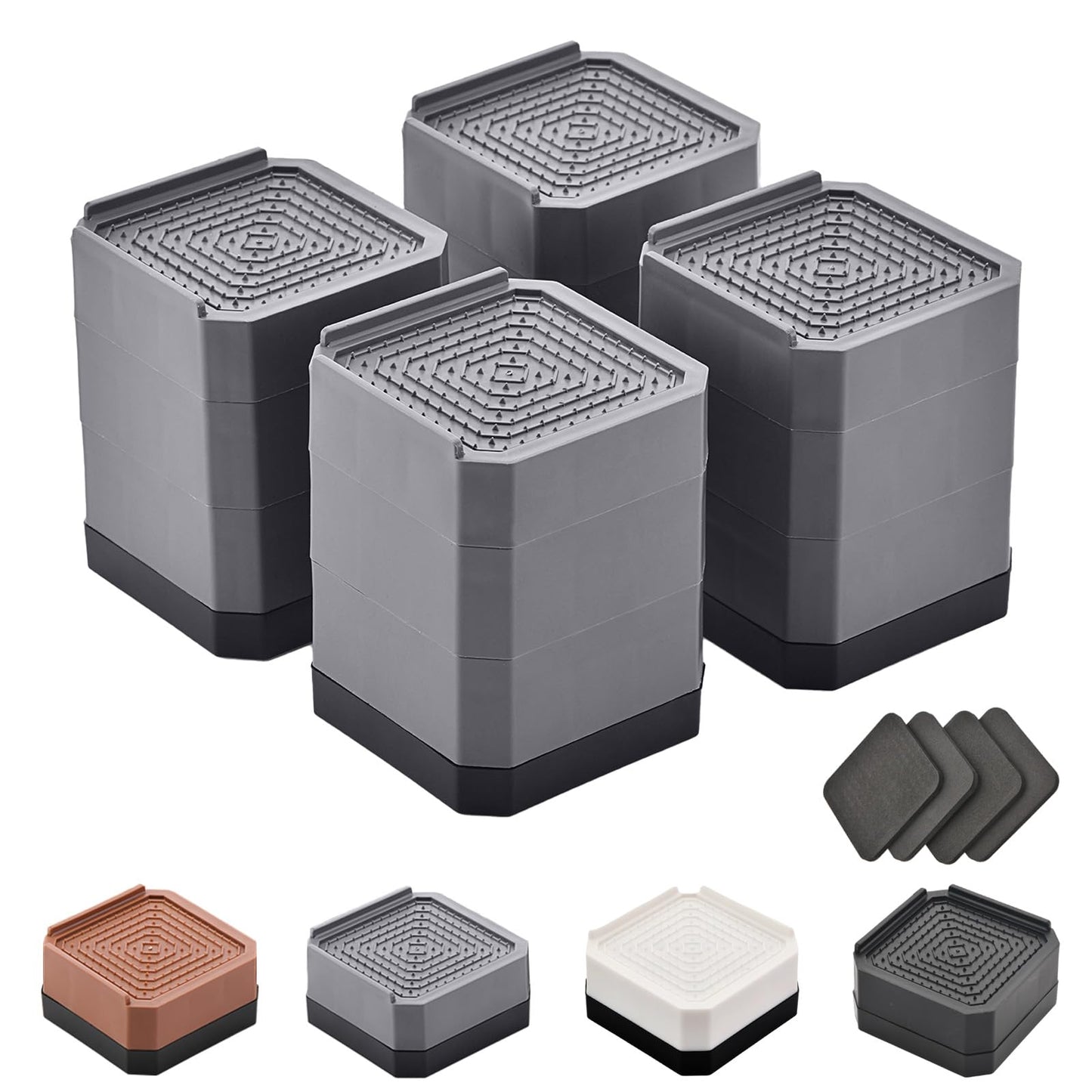 EclatBain Bed Risers Furniture Risers Heavy-Duty Rectangular Adjustable Block Lift to 3 inches and 4.3 inches Desk, Sofa, Chair Legs, Refrigerator, Washing Machine Support up to 4000 pounds