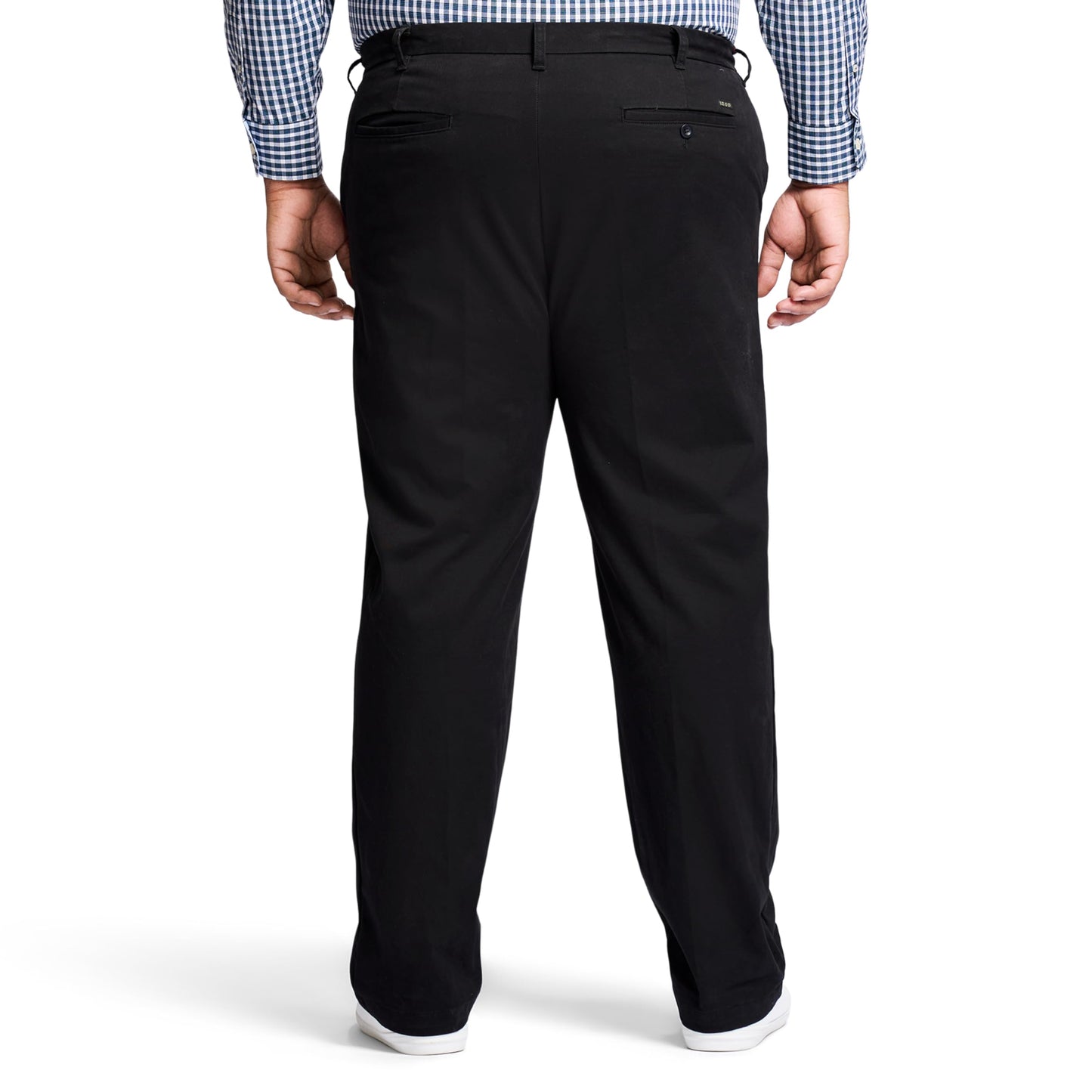 IZOD Men's Big and Tall Performance Stretch Flat Front Pant, Black, 42 36