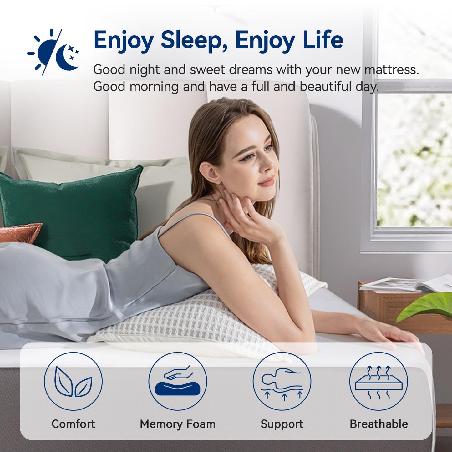 Amazon Basics California King Memory Foam Mattress, Soft Plush Feel (84" Long)