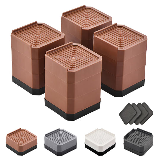 EclatBain Bed Risers Furniture Risers Heavy-Duty Rectangular Adjustable Block Lift to 3 inches and 4.3 inches Desk, Sofa, Chair Legs, Refrigerator, Washing Machine Support up to 4000 pounds