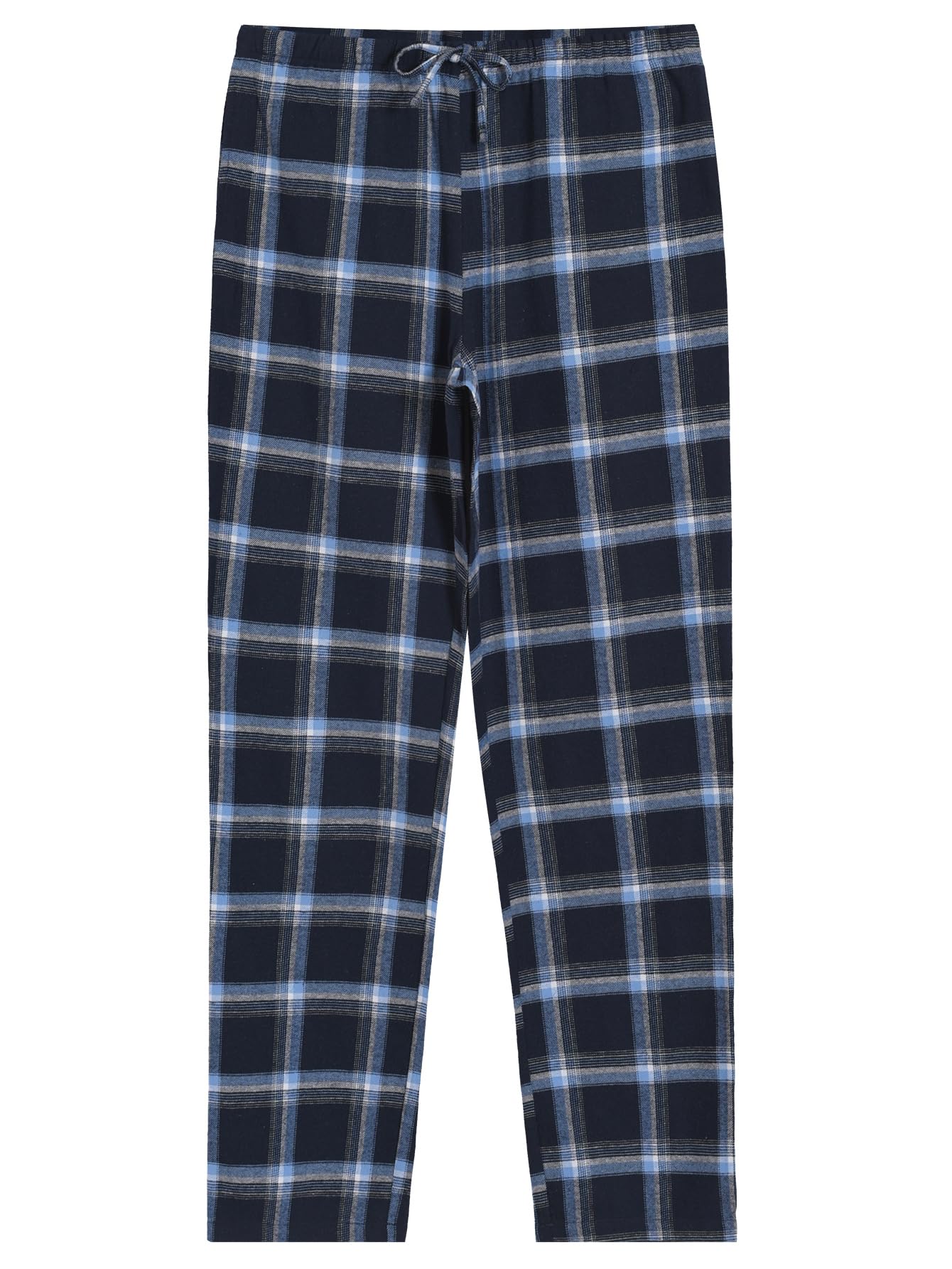 Latuza Women's Tall Flannel Pajama Set Extra Long Button Up Top Pants Pj Set L Navy Blue
