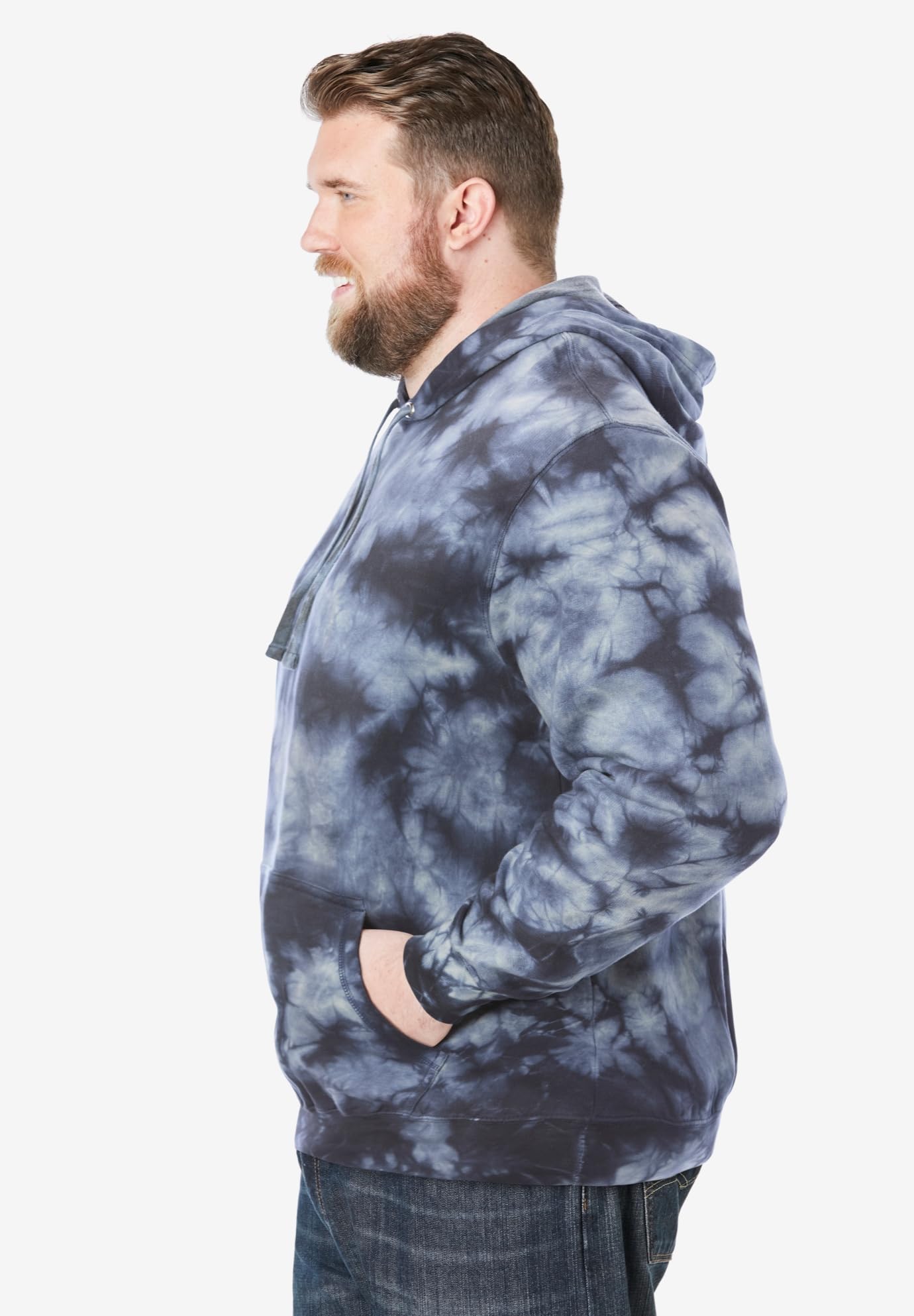 KingSize Men's Big & Tall Fleece Pullover Hoodie - XL, Navy Marble