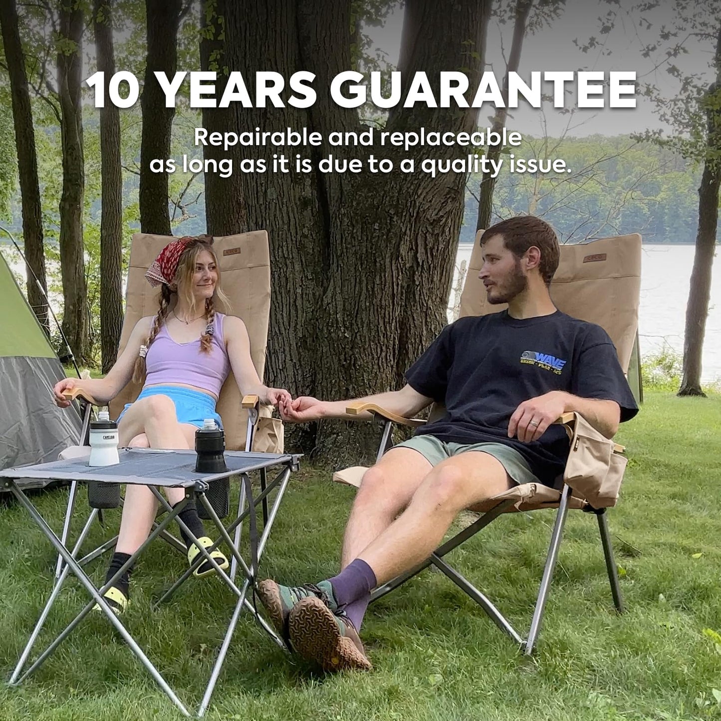 ICECO Adjustable Camping Chairs for Adults, Foldable High Back Camping Chair, Portable Folding Chairs for Outside, Reclining Outdoor Chair with Storage Bag, 400LBS, 10 Years Warranty