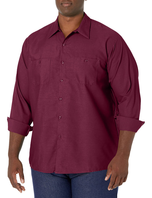 Red Kap mens Industrial Shirt, Regular Fit, Long Sleeve Work Utility Button Down Shirt, Burgundy, Large Tall US